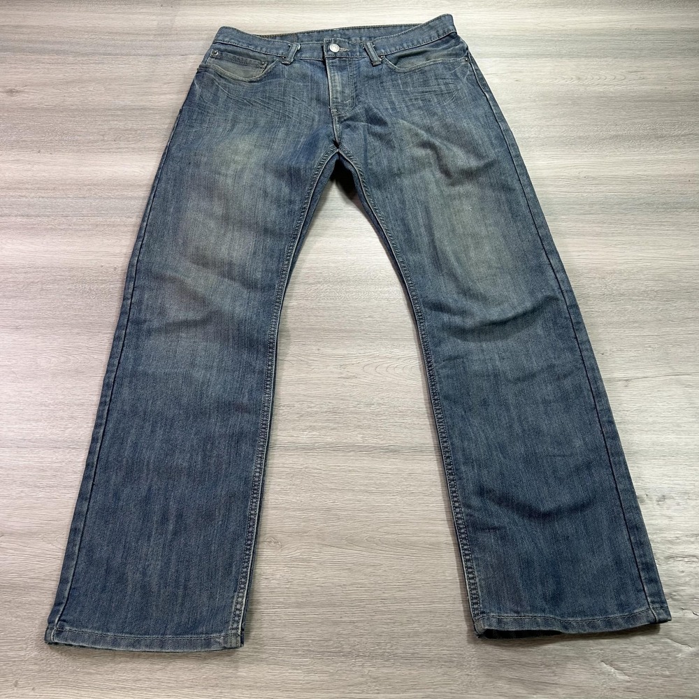 Levis 514 Jeans Mens 31x30 Blue Straight Leg Denim 514 W31 L30 Distressed